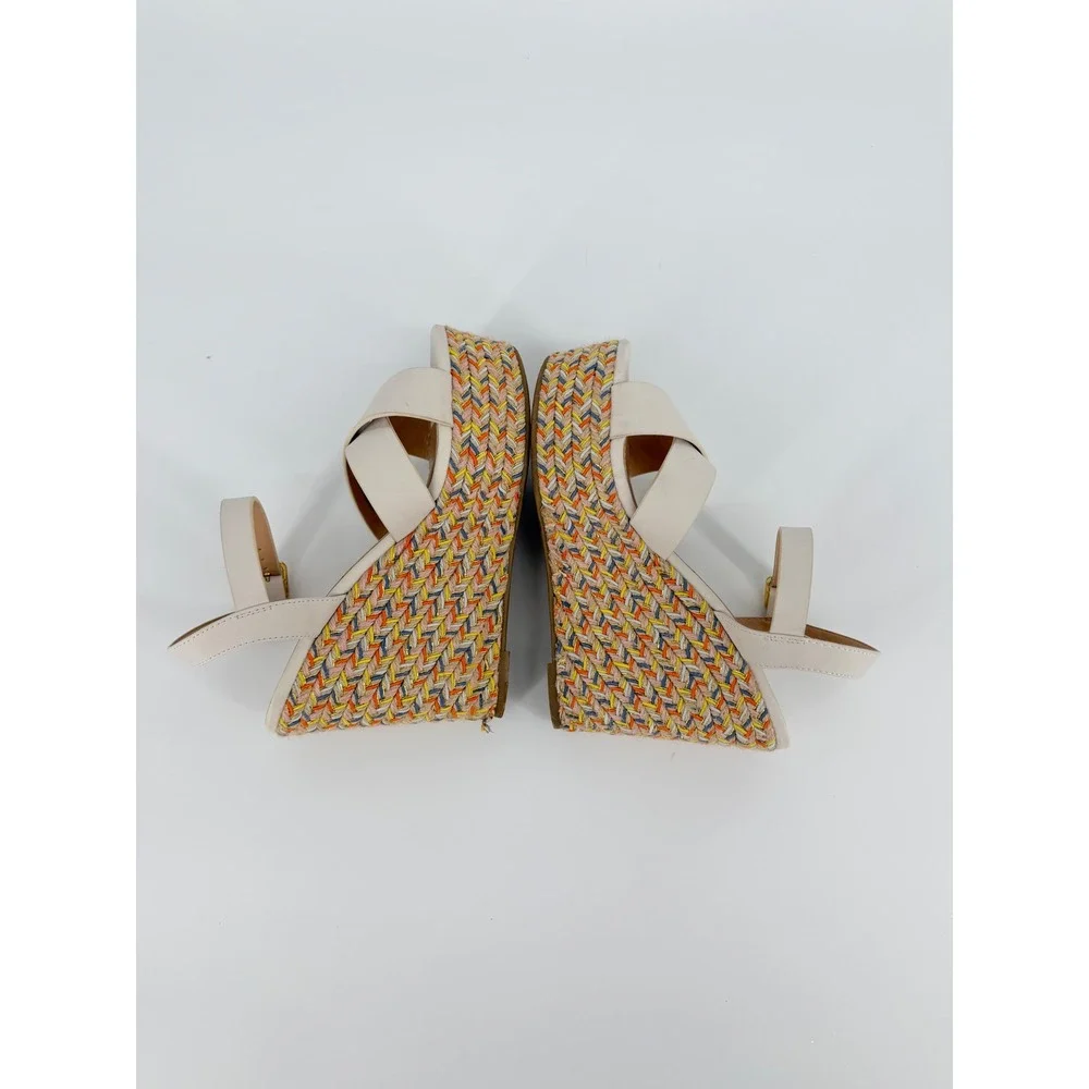 Michael by Michael Shannon Cream Multi Color Woven Platform Wedge Sandals